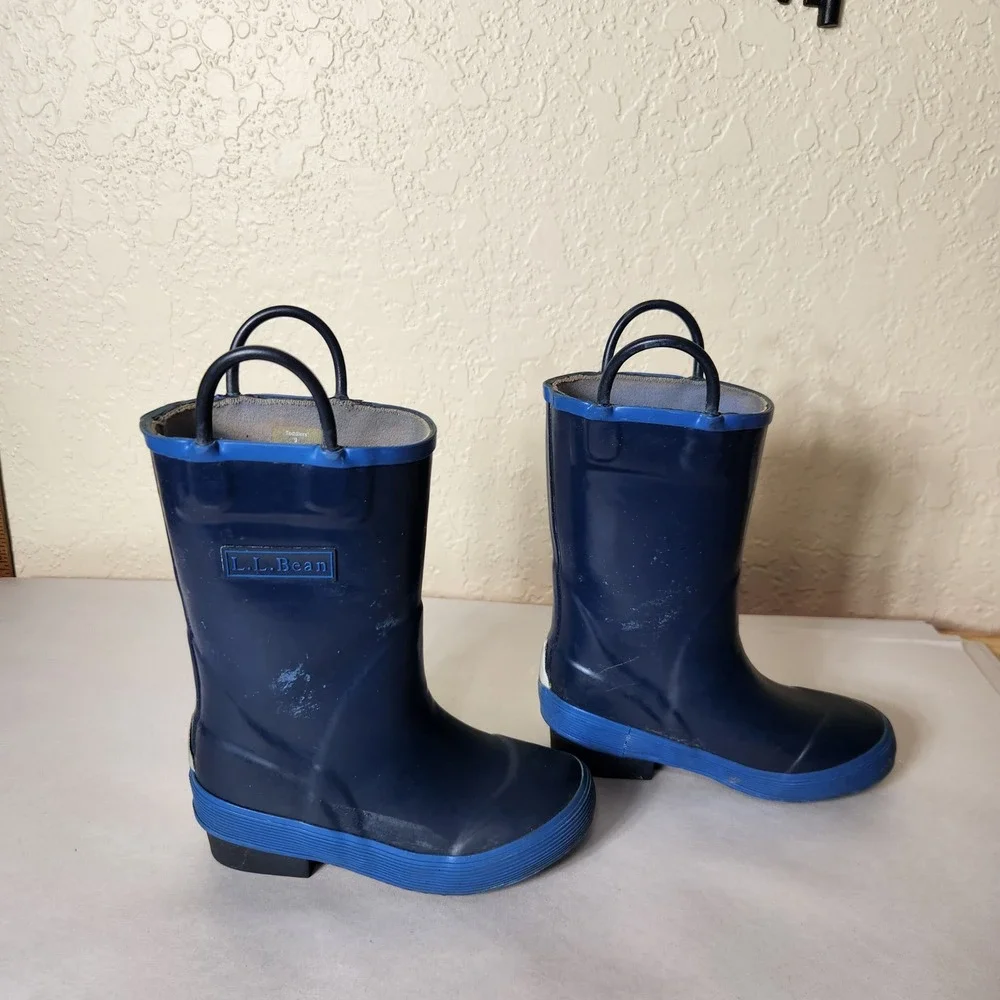LL Bean Puddle Stomper Rain Boots Navy Blue Toddler 9